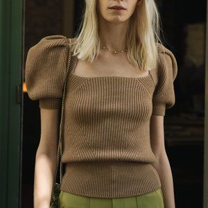 VERAFIED NY PUFF SLEEVE KNIT TOP